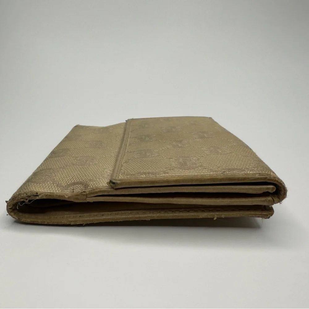 Gucci Tan Monogram Tri-Fold Wallet W/ Coin Pouch| Unisex | Pre-Owned | - Picture 6 of 9